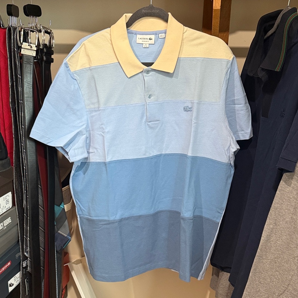 Lacoste Men's Polo Shirt - Blue and Cream